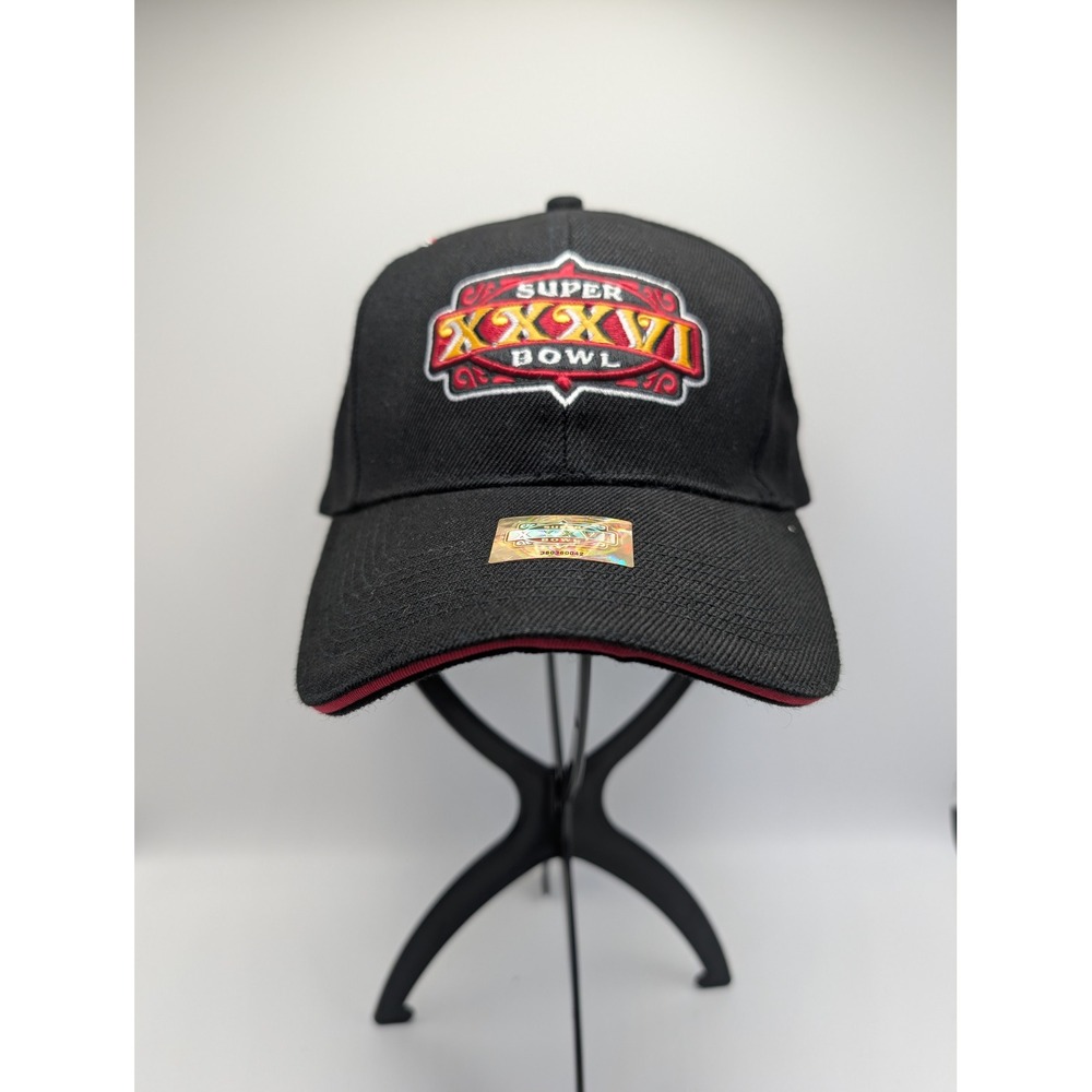 NFL Super Bowl XXXVI 36 New Orleans 2002 Hat Black Embroidered Adjustable NWT